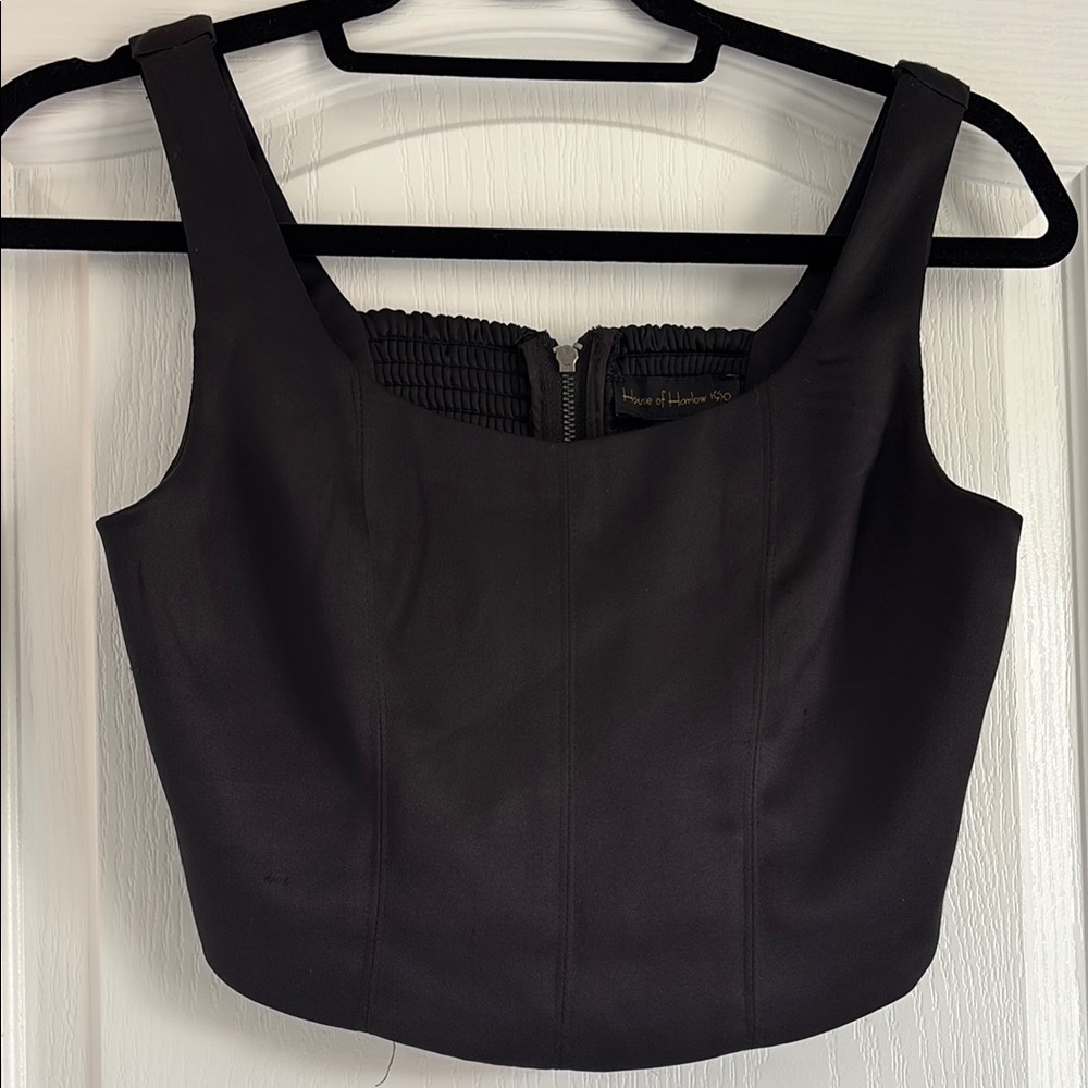 House of Harlow 1960 Black Fitted Crop Tank Top